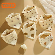 Set of 5 Baby Bibs for Kids Soft Cotton Cartoon Print with Snap Closure