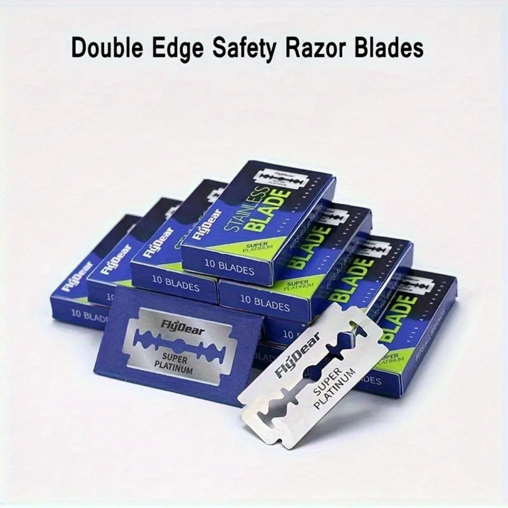 Male Grooming Stainless Steel Double Edge Razor Blades for Barbers, Safety Shaving, 10/20/40/100 Pack