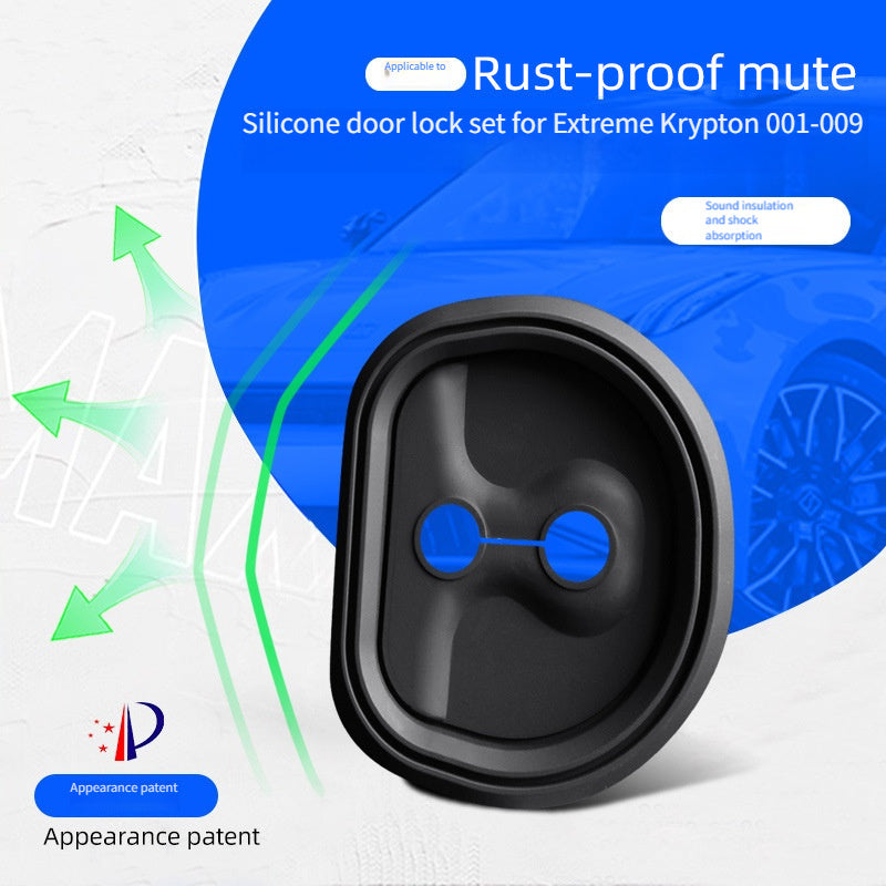 Silicone Door Lock Cover Black for Vehicle Noise Dampening Rust-Proof