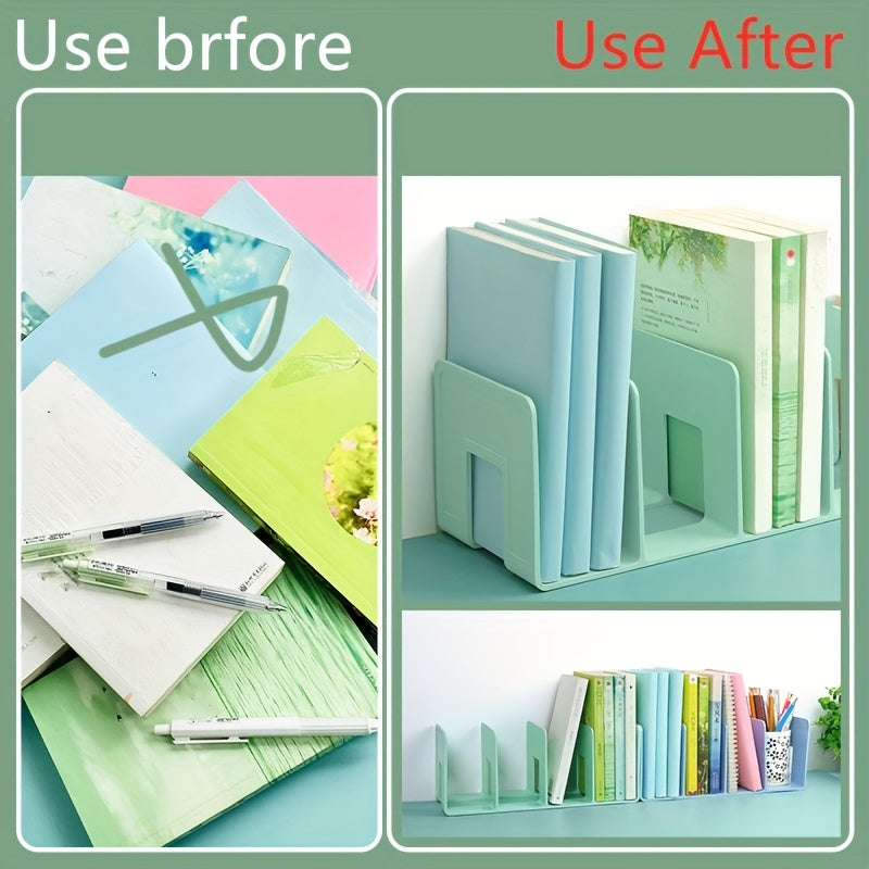 Plastic Bookshelf Organizer for Books Magazines CDs Office Supplies Rectangular Freestanding