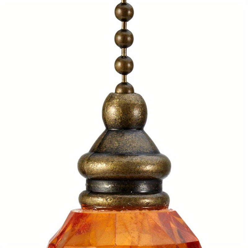 Acrylic Pendant Fan Light Decoration with Golden and Red Beads for Chandelier Home Decor