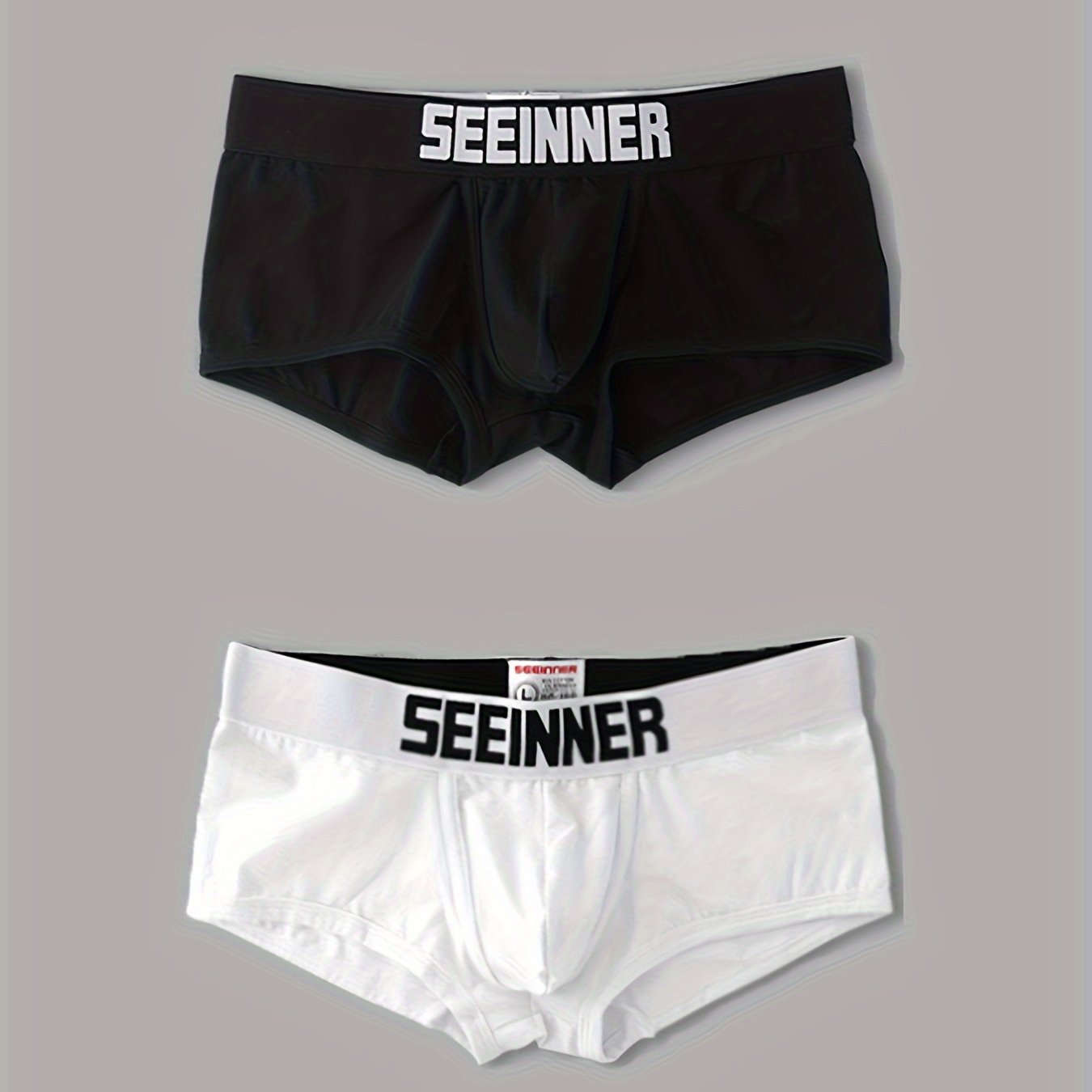 Men's Cotton Boxer Briefs Low Waist Breathable Stretchy Solid Color Shortie Underwear