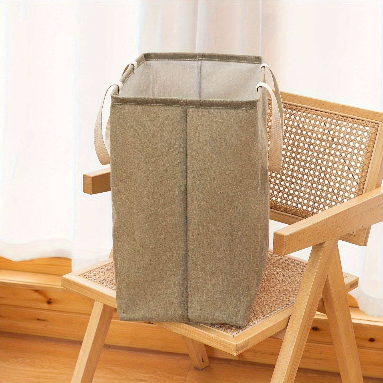 Foldable Storage Basket for Laundry Towels Blankets in Grey or Green