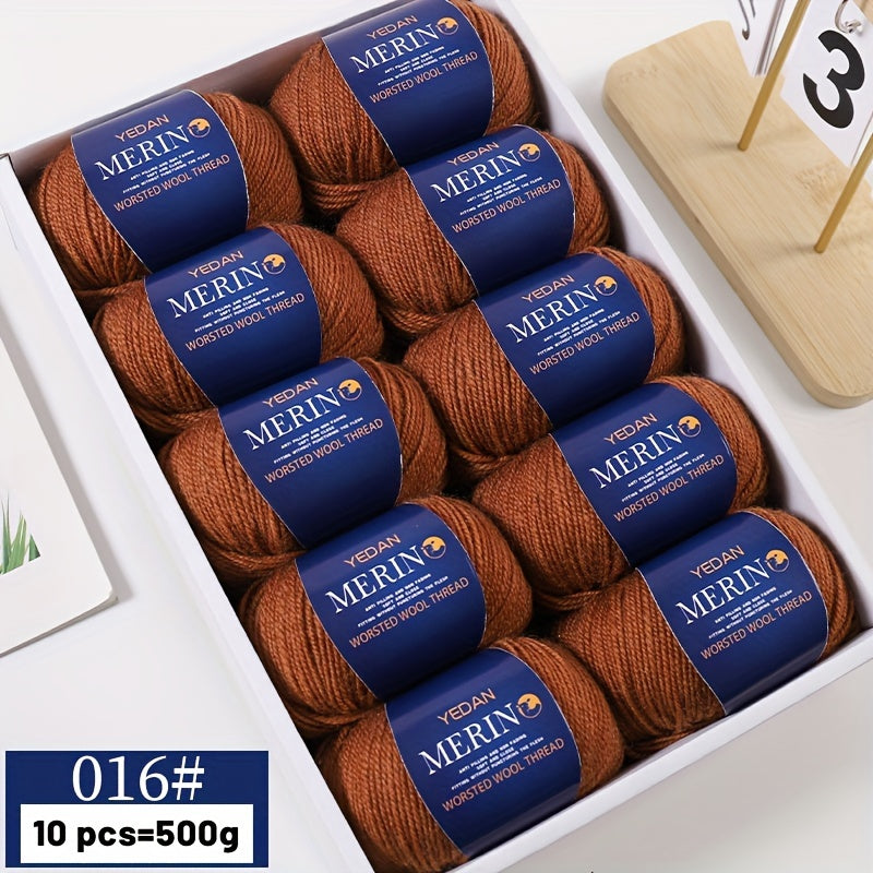 10 piezas de hilo de lana 500g multicolor en degradé, anti-pilling, suave para tejer accesorios de moda