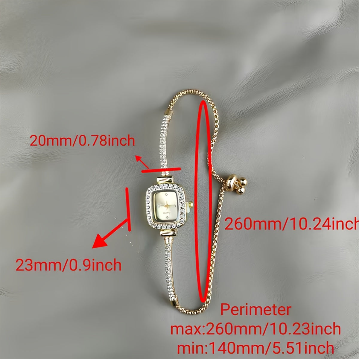Women's Rhinestone Quartz Watch Square Dial Shiny Bracelet Wristband