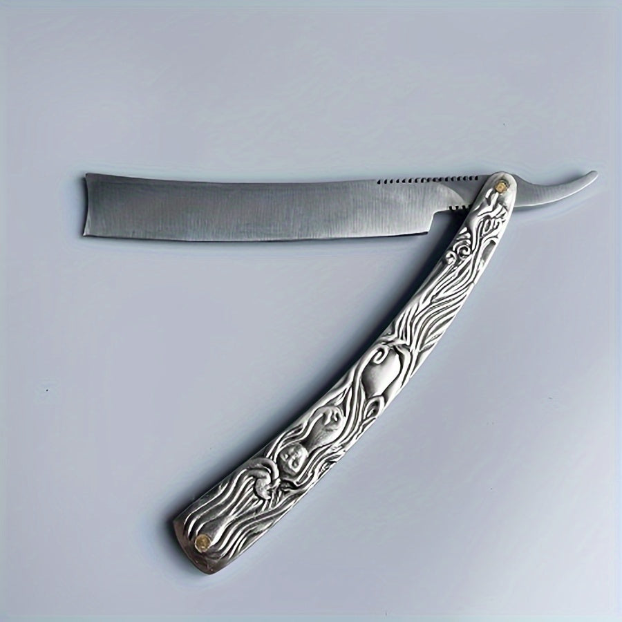 Men Stainless Steel Straight Edge Razor for Home and Salon Use