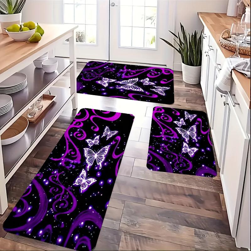 Butterfly Kitchen Mat Set Non-slip Waterproof Oil-proof Entrance Doormat