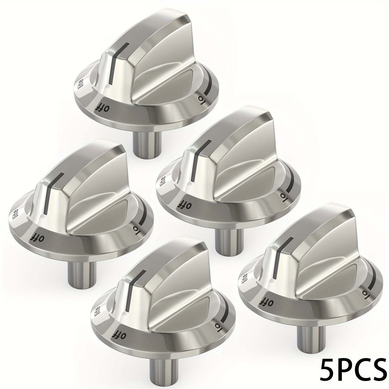 Zanglamaydigan po'latdan yasalgan pech tugmalari, gaz pechlariga mos keladi, 5 ta to'plam