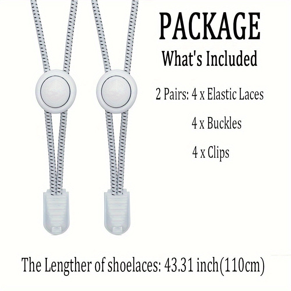 2PCS No-Tie Elastic Shoelaces for Sneakers Durable Stretchy Quick Lock