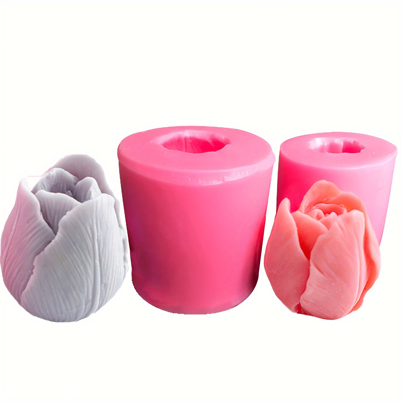Pink Silicone Tulip Mold for Candle Making and Crafts