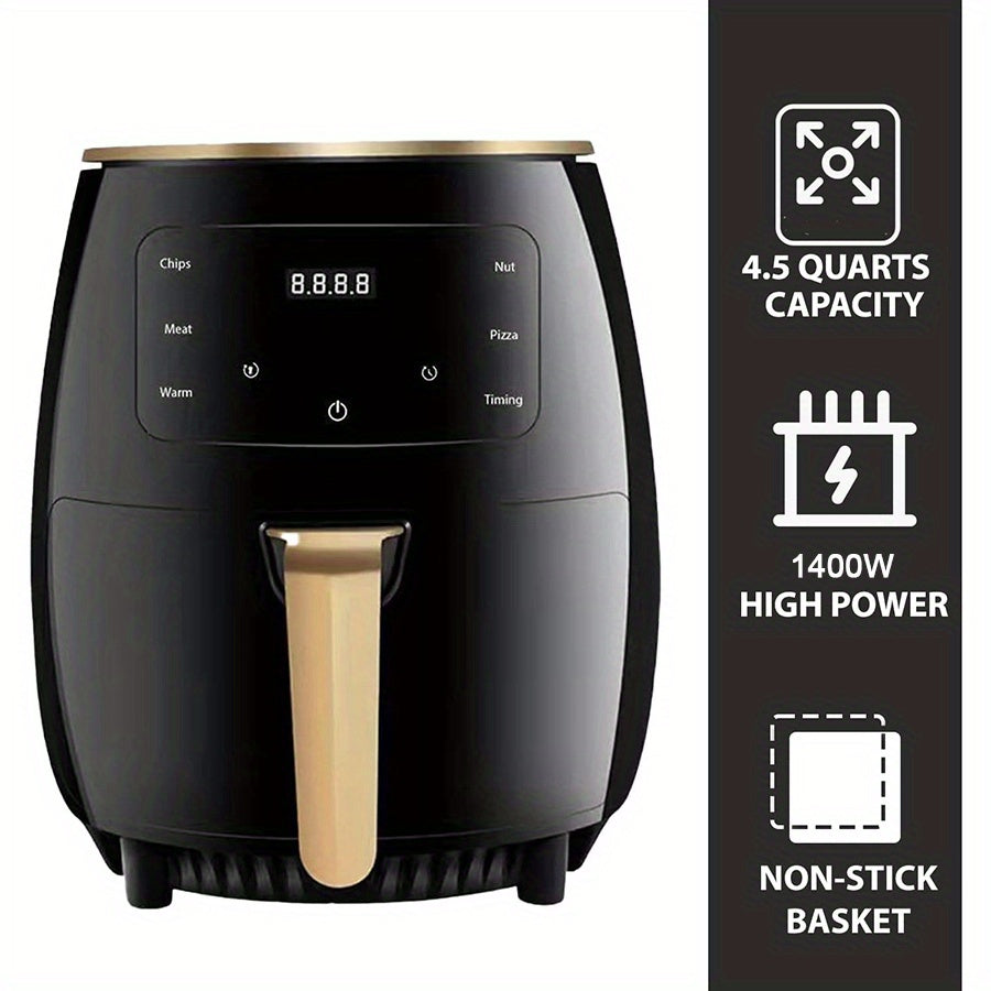 4.5L 6-in-1 Havo Qovurish Ovensi, 6 ta Bir-biriga Tez Bosish Dasturi va Aksesuarlar bilan