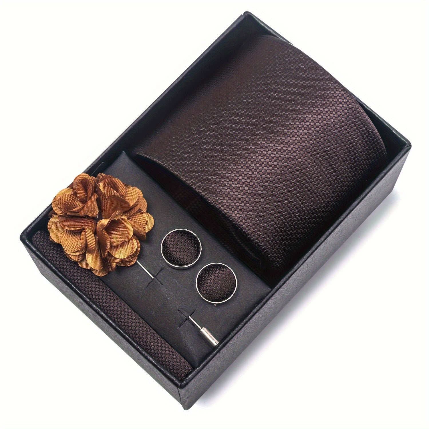 Men's Fashion Tie Set with Striped and Paisley Neckties, Pocket Square, Cufflinks, Lapel Pin in Gift Box for Business and Weddings