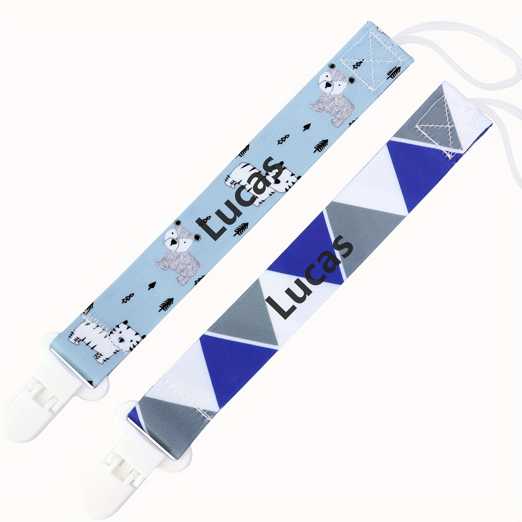 Handcrafted Baby Pacifier Chains Two-Pack Personalized Baptism Gift