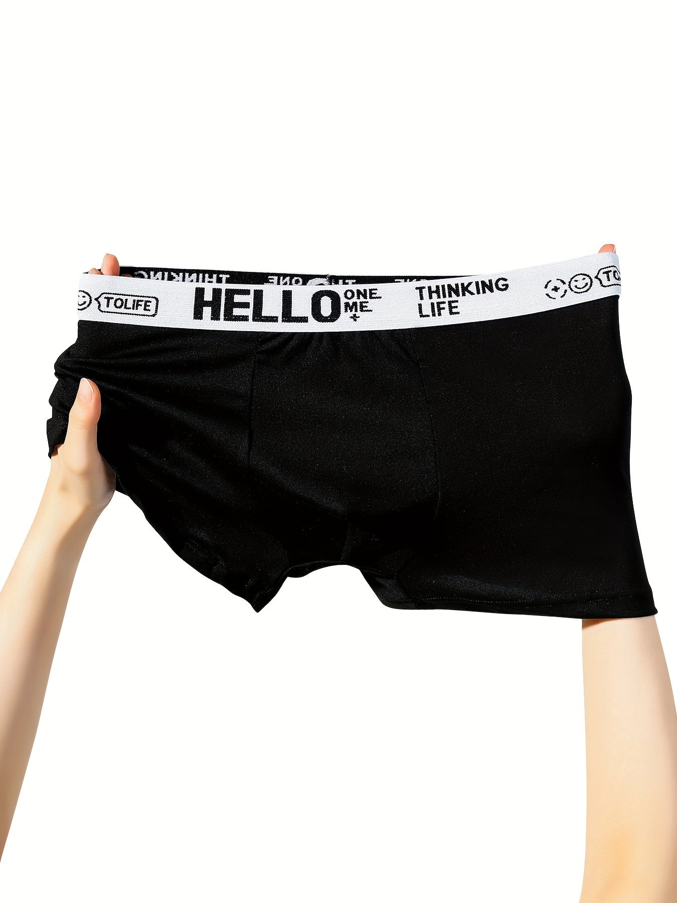 Men's Polyester Blend Boxer Briefs 5 Pack Solid Color High Stretch Knit Fabric