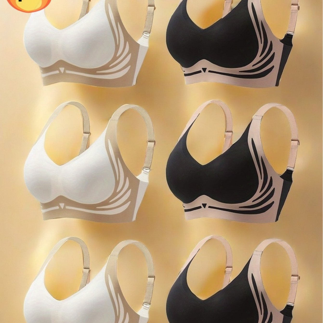 Women's Breathable Push-Up Sports Bra 6-Pack with Removable Pads