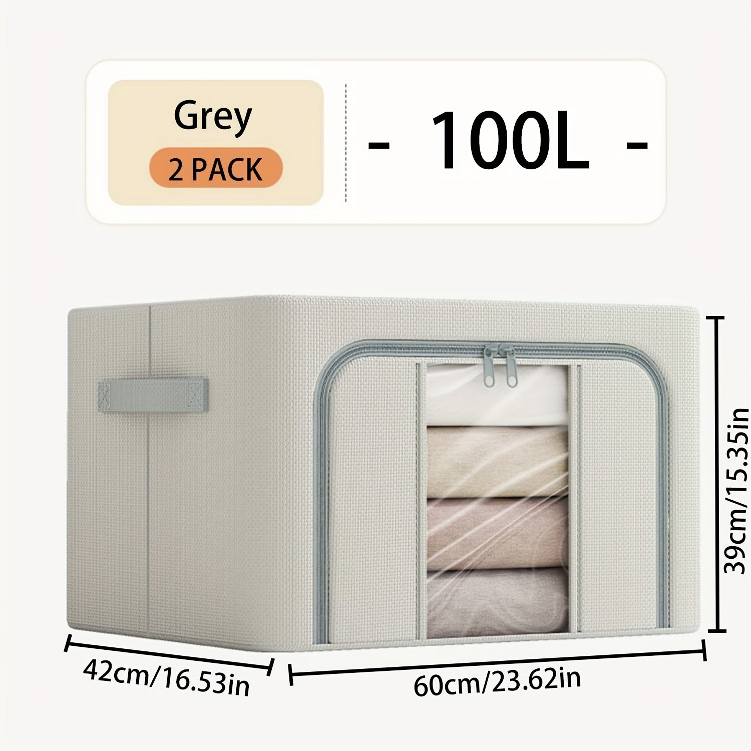 Storage Bins with Metal Frame and Clear Window for Winter and Spring Large Capacity Foldable Stackable Organizer