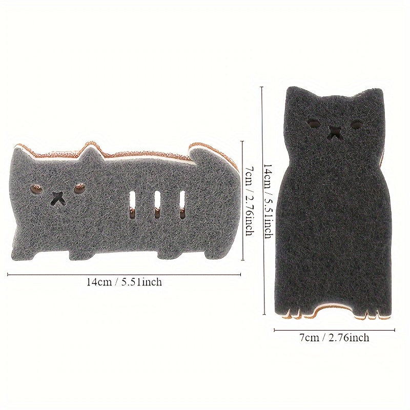 4 Piece Cat-Shaped Kitchen Sponge Set Durable Dishwashing Cleaning Tools