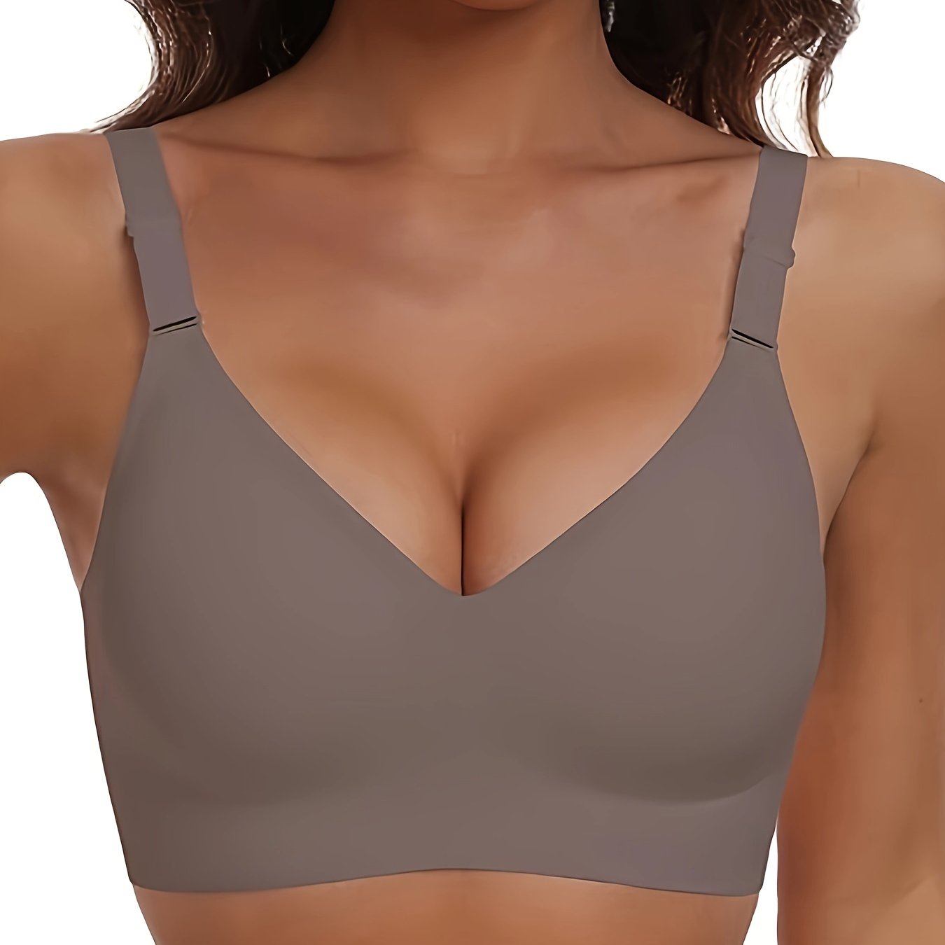 Women's Seamless Wireless Bra Medium Support Solid Knit Fabric Full Coverage Spandex Nylon