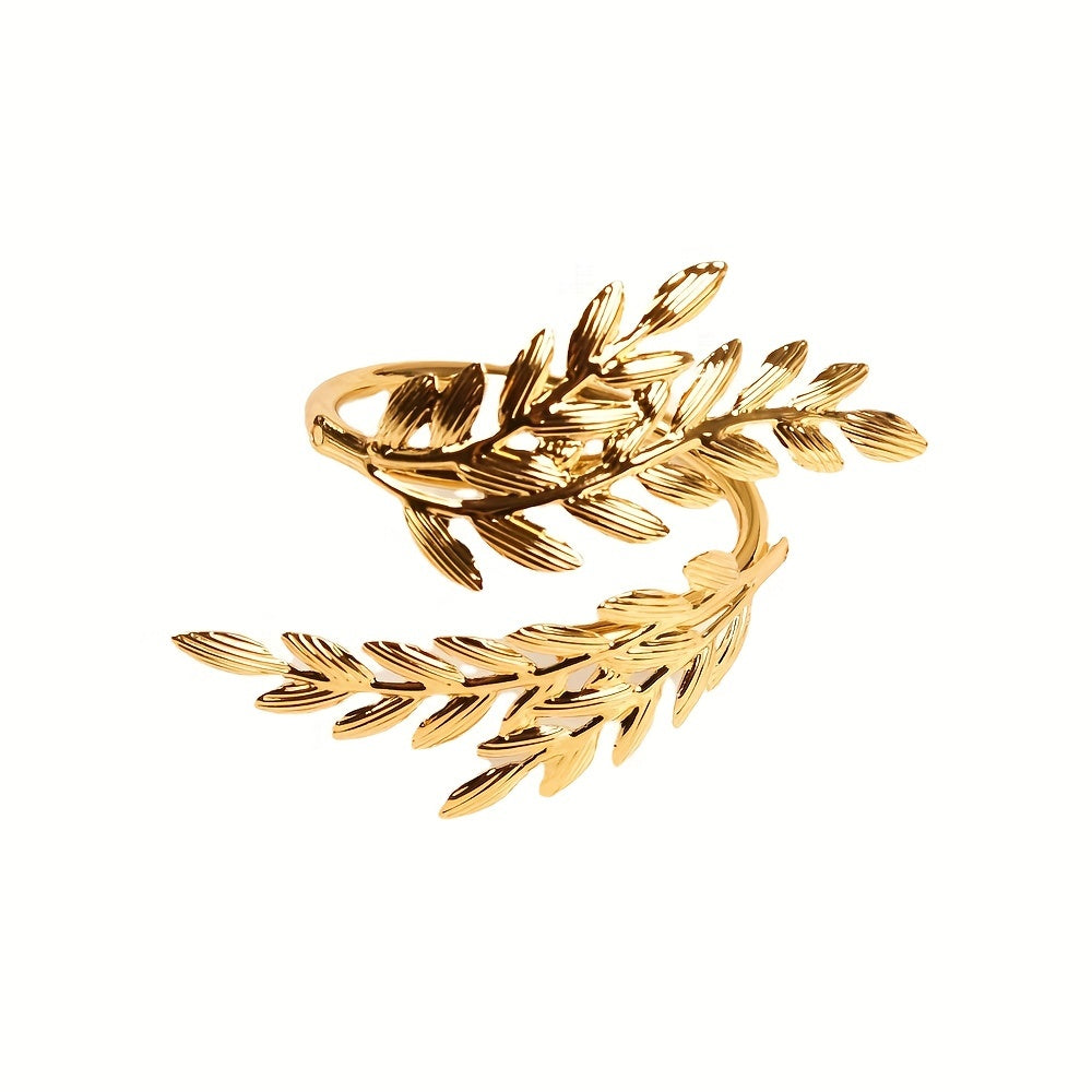 Set of 6 Gold Leaf-Shaped Cast Iron Napkin Rings for Christmas Dining Table Decor