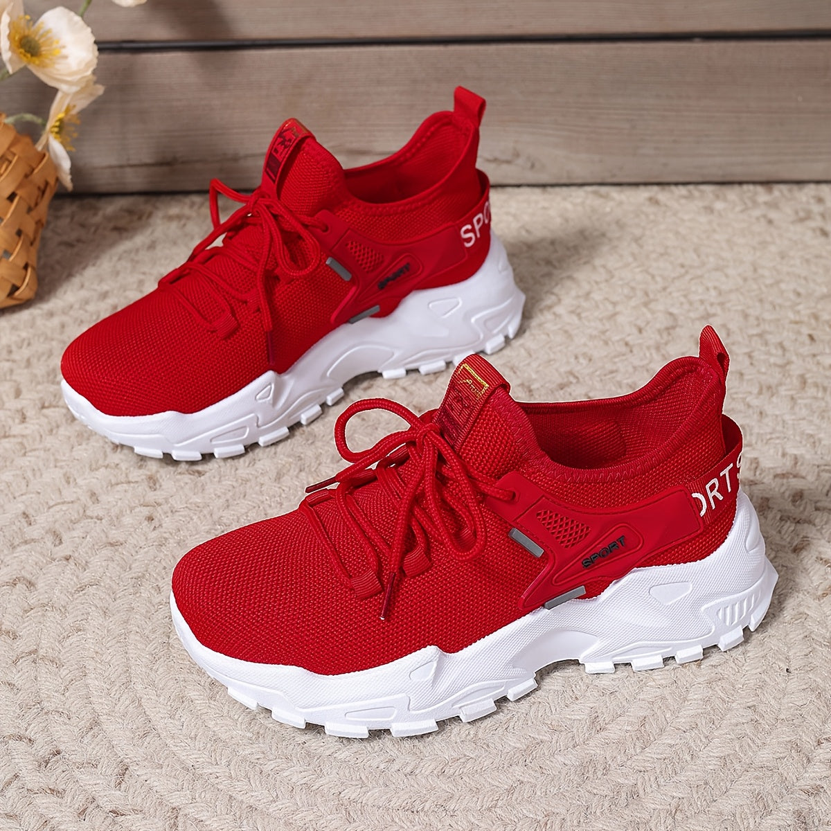 Women's Breathable Knit Sneakers Lightweight Casual Low-Top Running Shoes