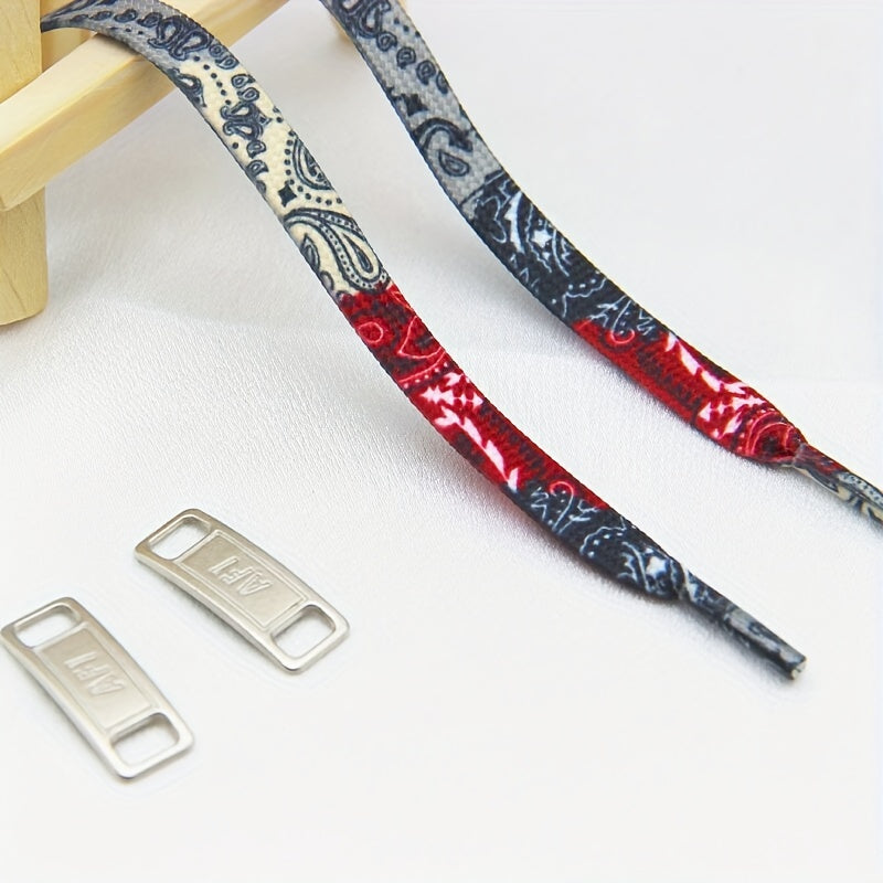 Unisex Flat Shoelaces with Decorative Buckles for Canvas and Sports Shoes