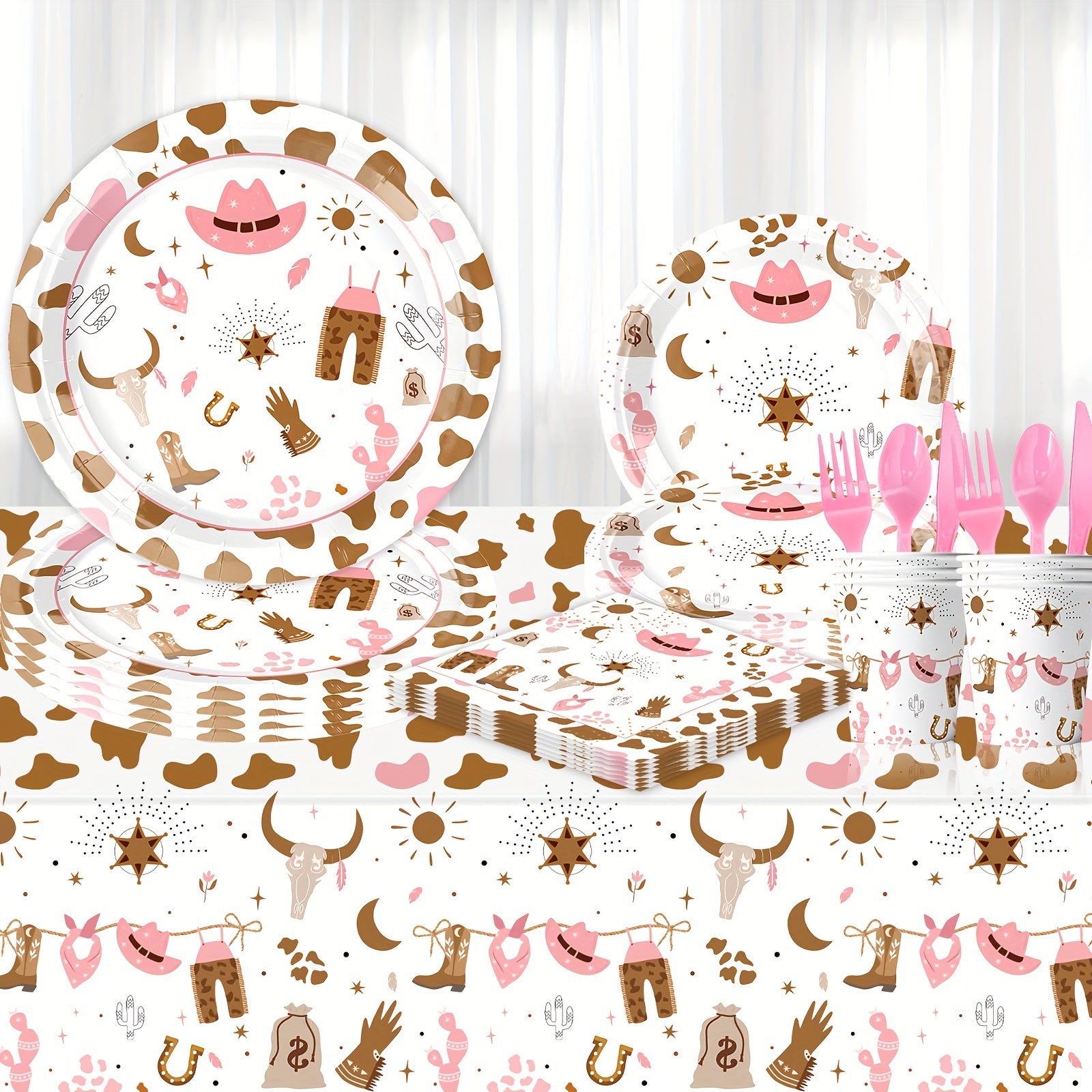 Taqdim etiladigan Pushti Qizlar Partiyasi Stol to'plami Taqdimlari Choynaklar Qog'oz sochiqlar Qoliplar Tug'ilgan kun bayrami uchun