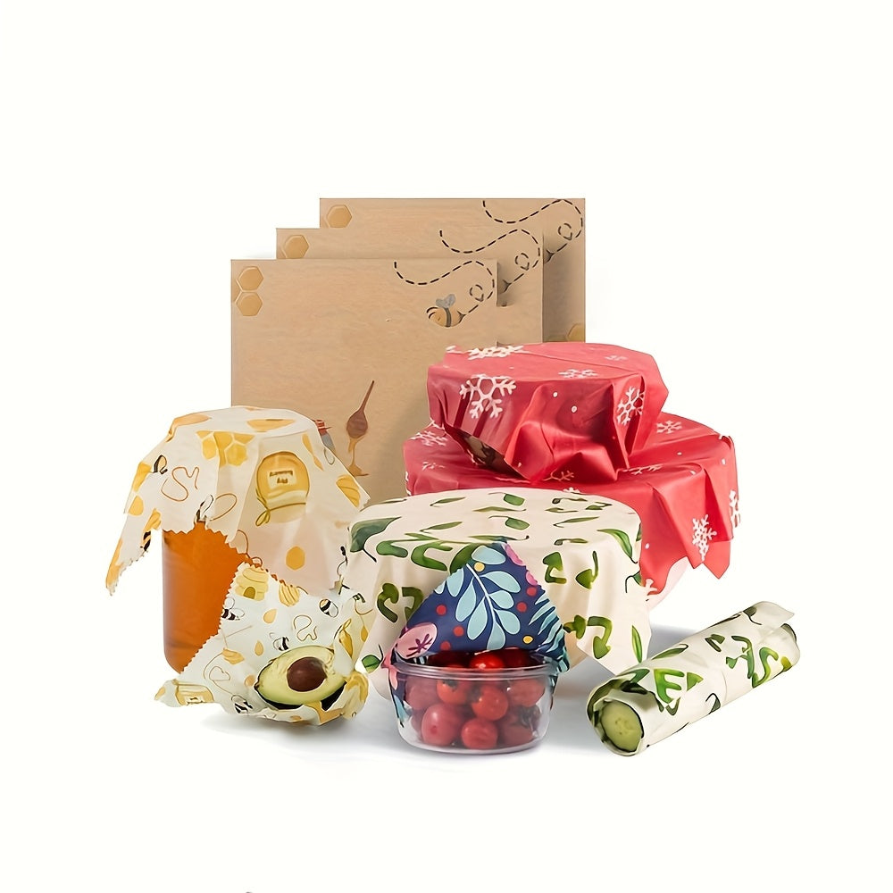 Reusable Beeswax Wraps Set of 3 for Food Storage and Freshness