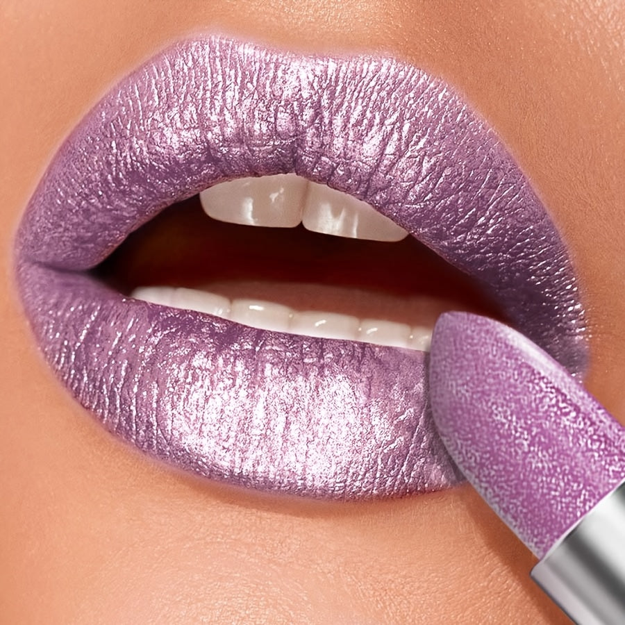 Brillo de labios impermeable para mujer, color púrpura perlado, de larga duración y alto brillo