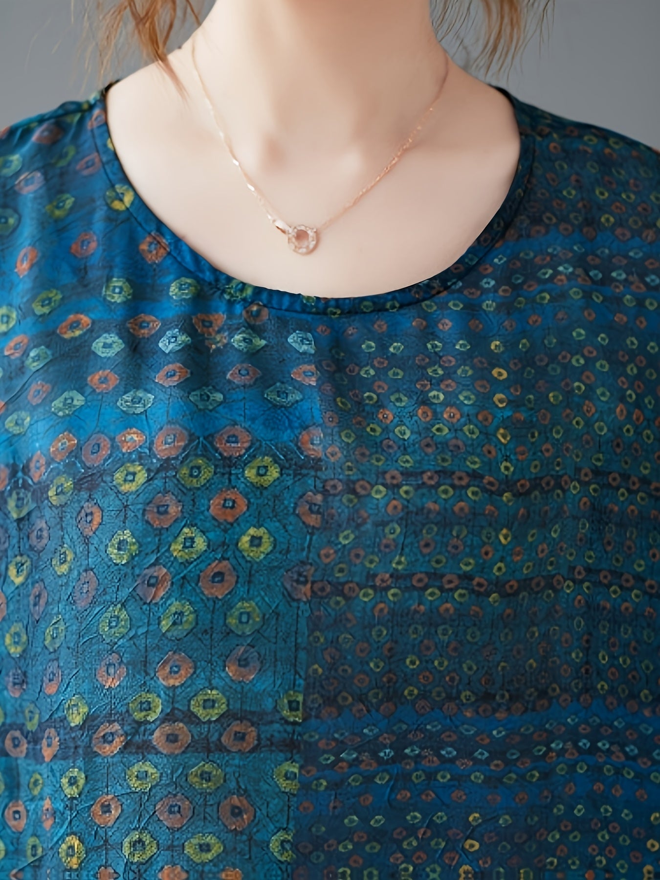 Women's Plus Size Short Sleeve T-Shirt Lightweight Polyester Vibrant Tribal Print