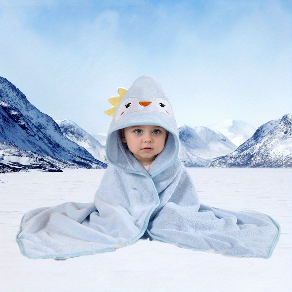 Hooded Bath Towel for Kids Super Absorbent Soft Polyester Animal Pattern 80cm