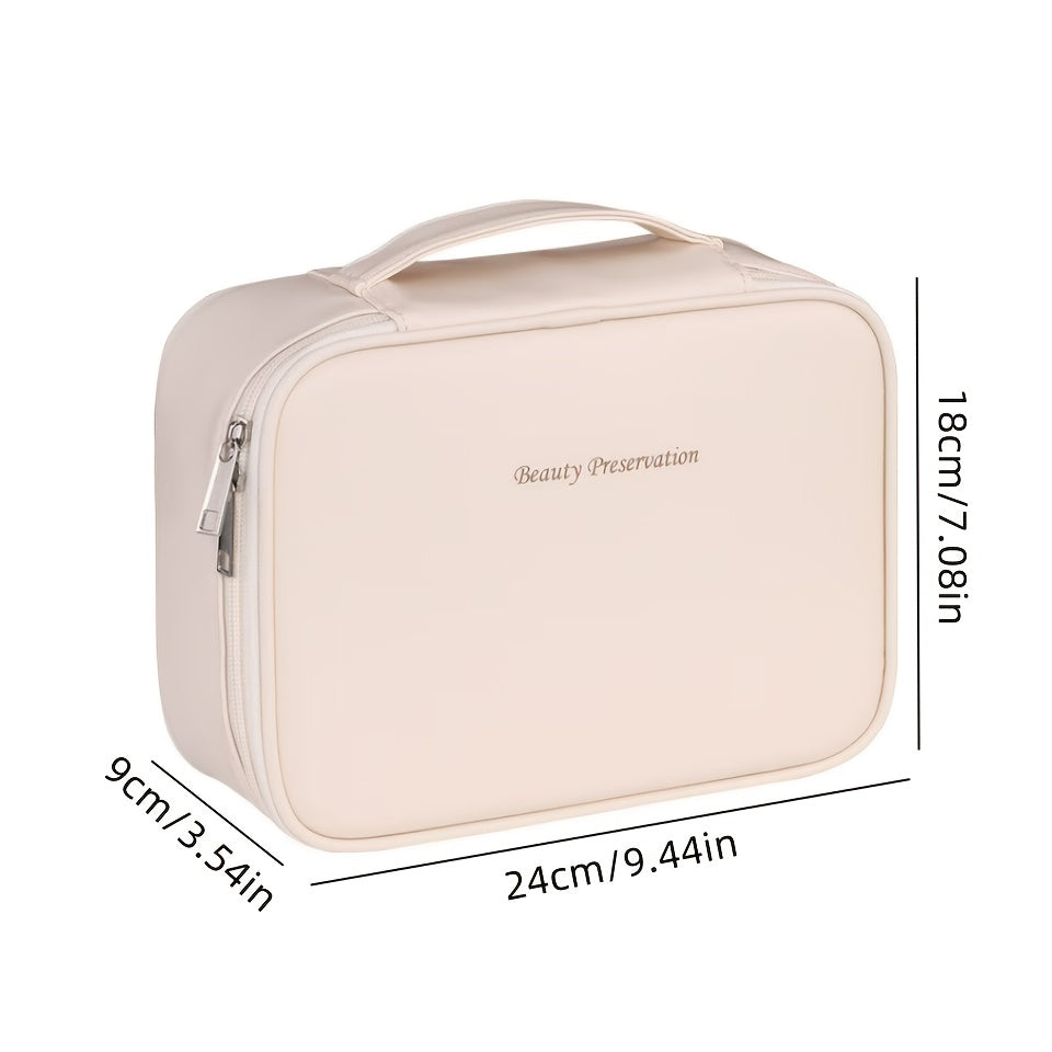 Large Capacity Detachable Makeup Bag Travel Cosmetic Organizer with Brush Holder for Men and Women