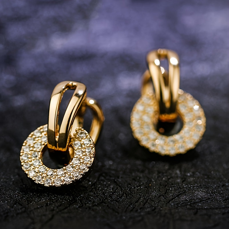 Women's Round Zirconia Earrings with Designer Style