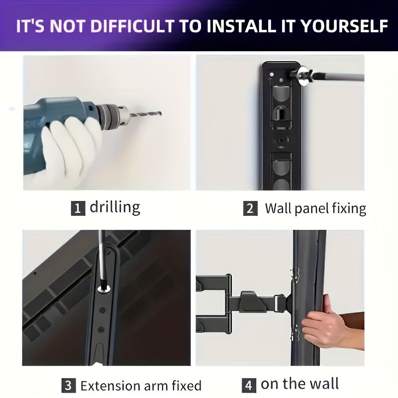 Telescopic Swing Bracket TV Stand Adjustable Metal Monitor Mount No Electricity