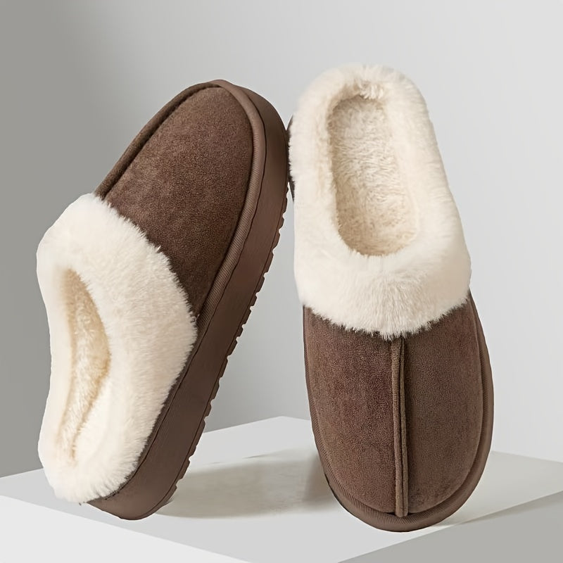 Women's Fleece-Lined EVA Slippers Non-Slip Indoor Winter Casual Solid