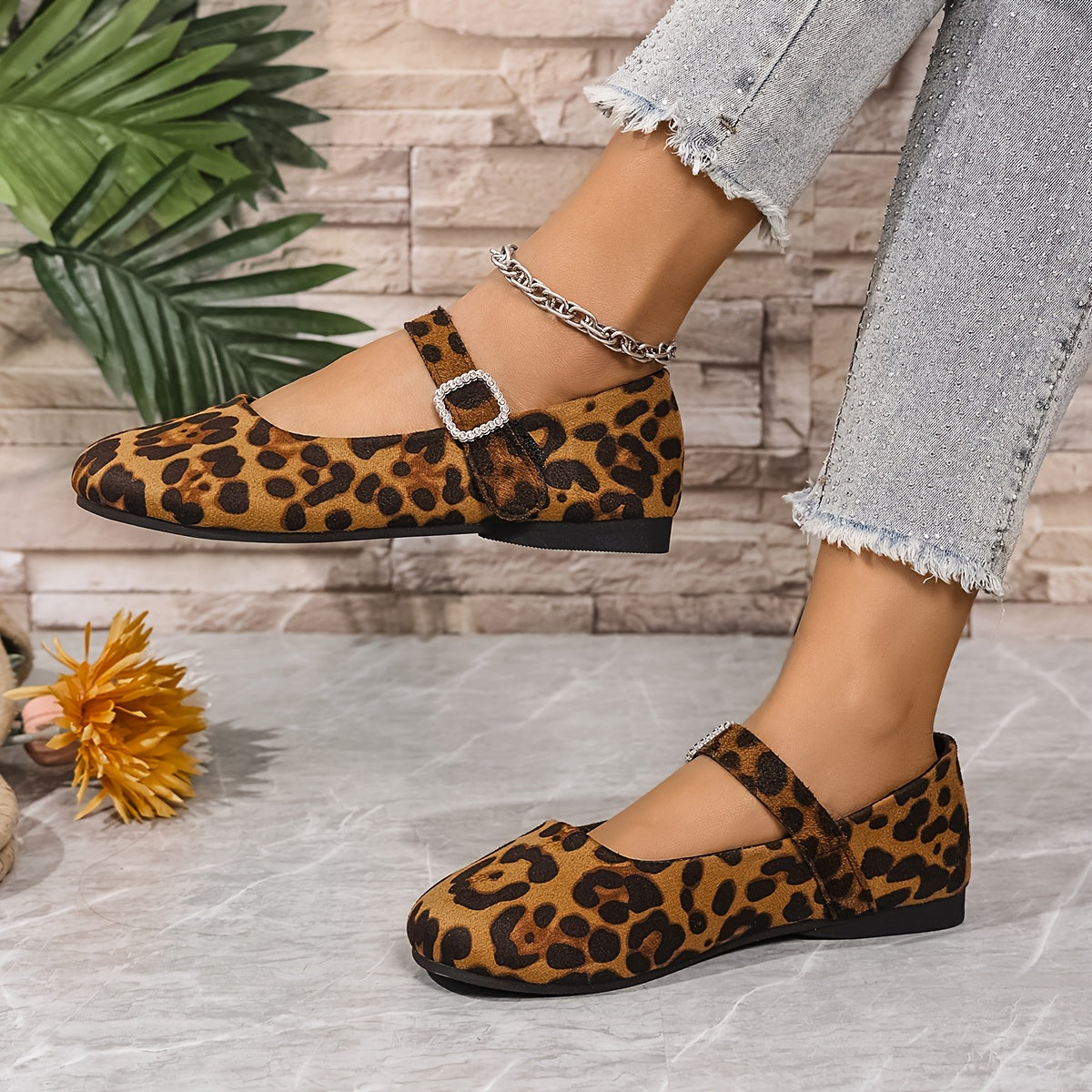 Ayollar Mary Jane tuflari, rhinestone tokchali, yashil, yengil fleece, qulay