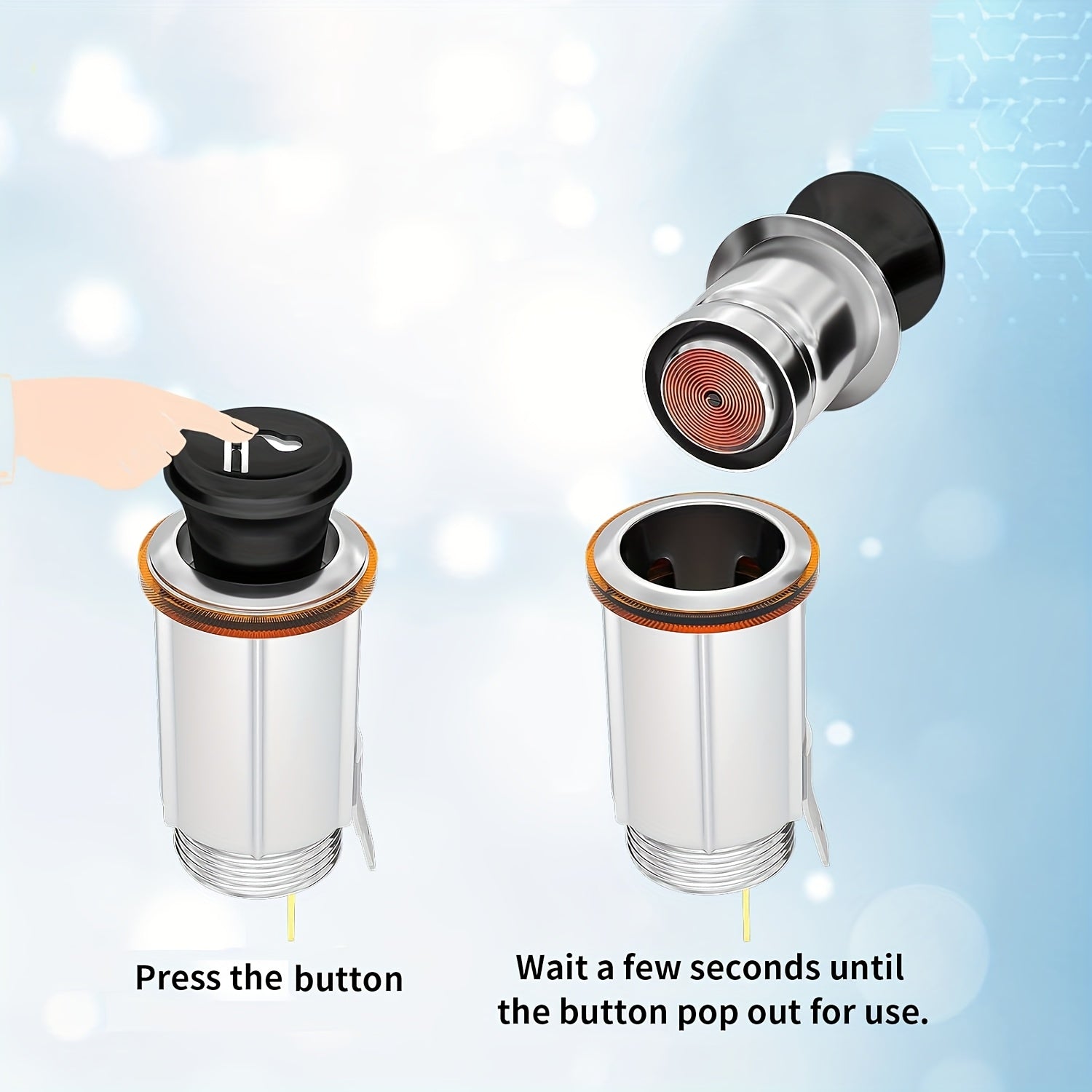 Car Accessory 12V Car Plug Replacement Push Button for Automotive Vehicles