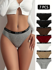 7-Pack Women's Viscose Panties Solid Color Knit Fabric Comfortable Underwear