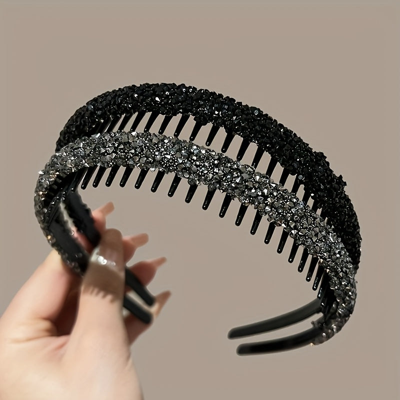 Full Diamond Hairbands with Teeth Anti-Slip for Face Washing and Makeup