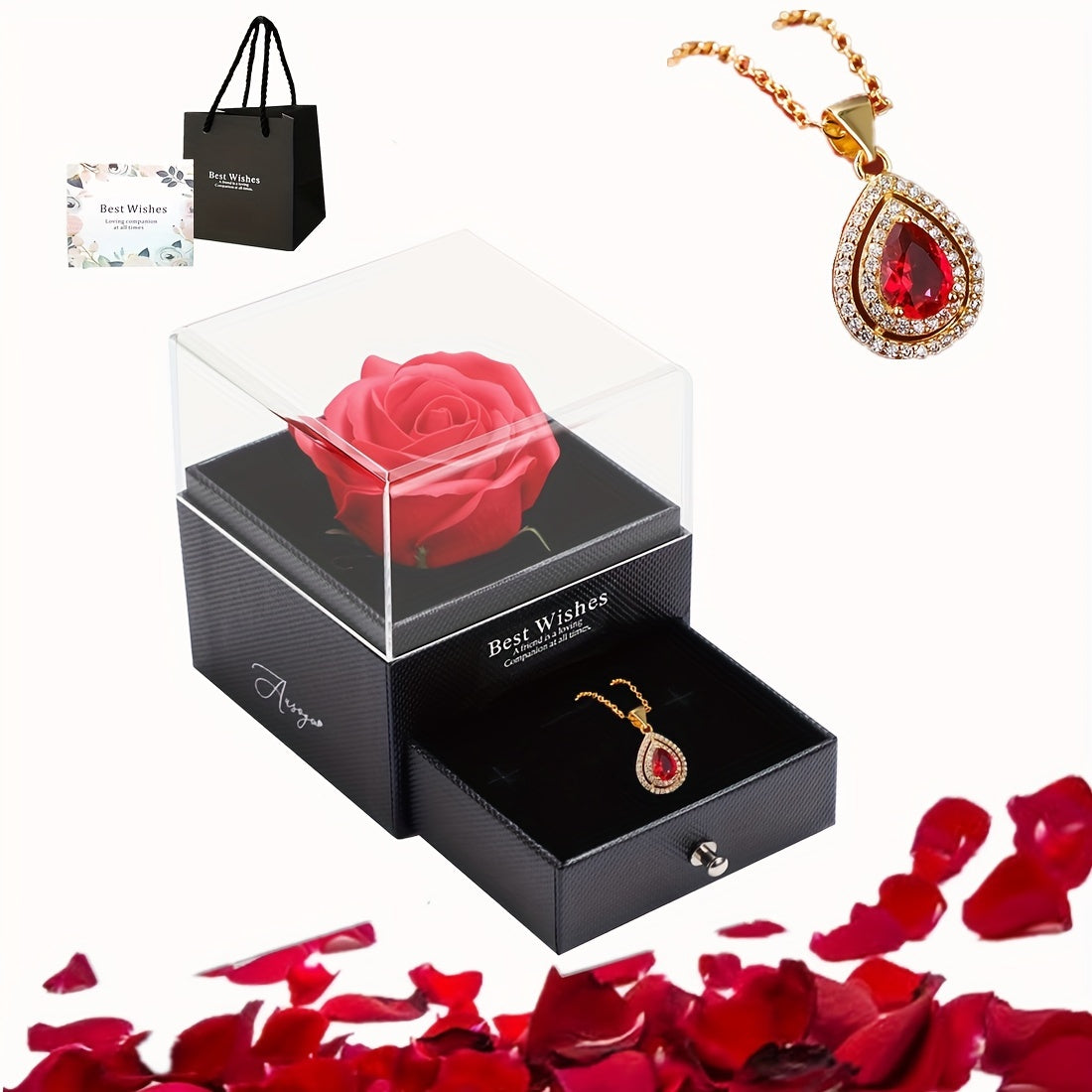 Коробка для подарка с красной розой и сердцем для романтических случаев