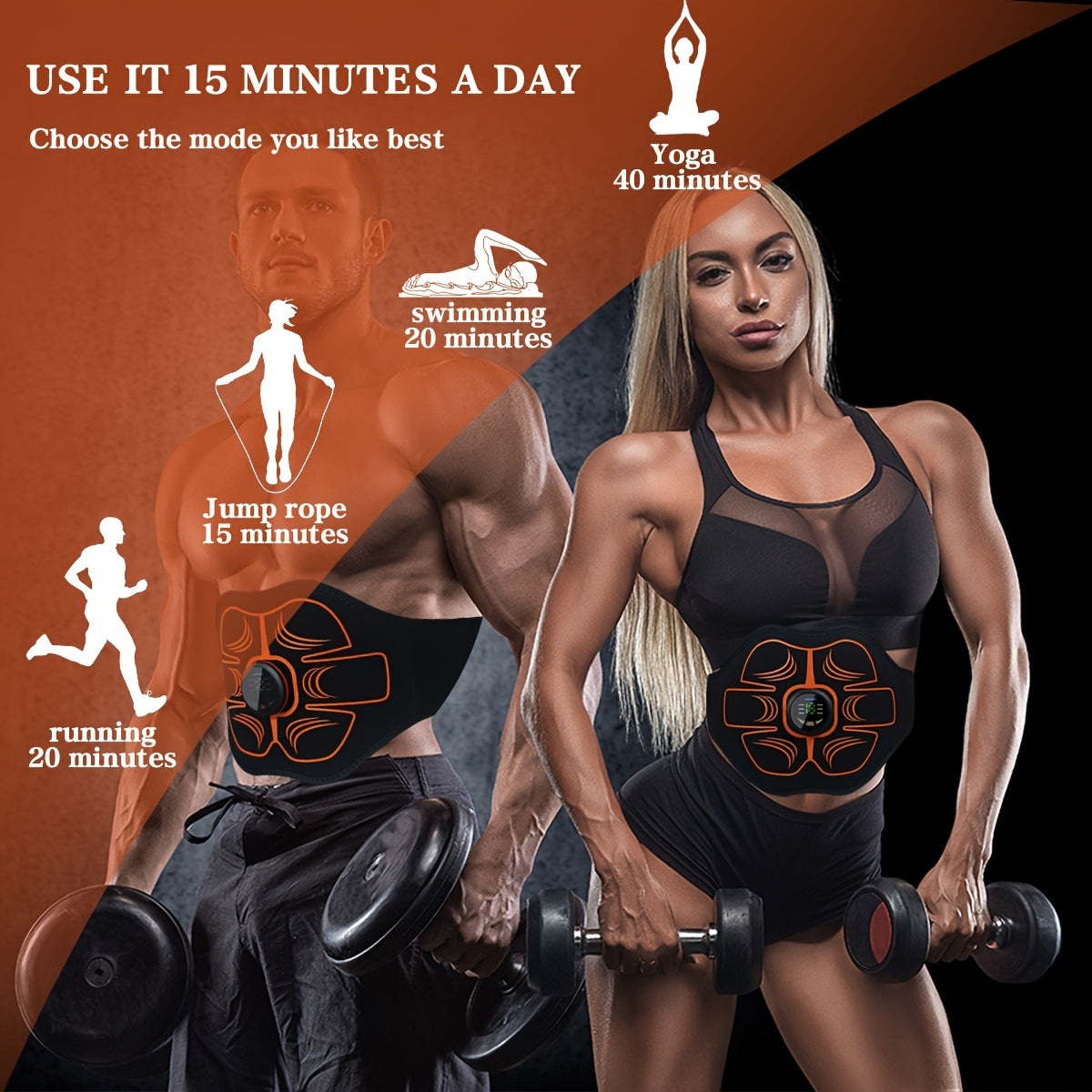 EMS Muscle Stimulator for Waist with Multiple Modes and Intensity Levels for Home Travel and Office Use