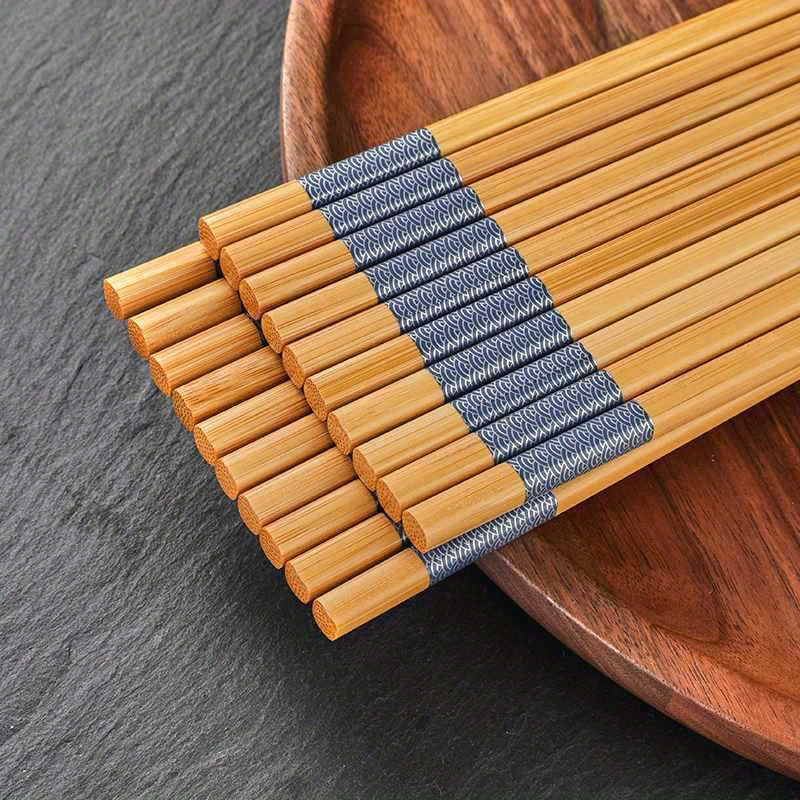 10 pares de palillos reutilizables con estampado de bambú para restaurante, cocina, fideos y gastronomía