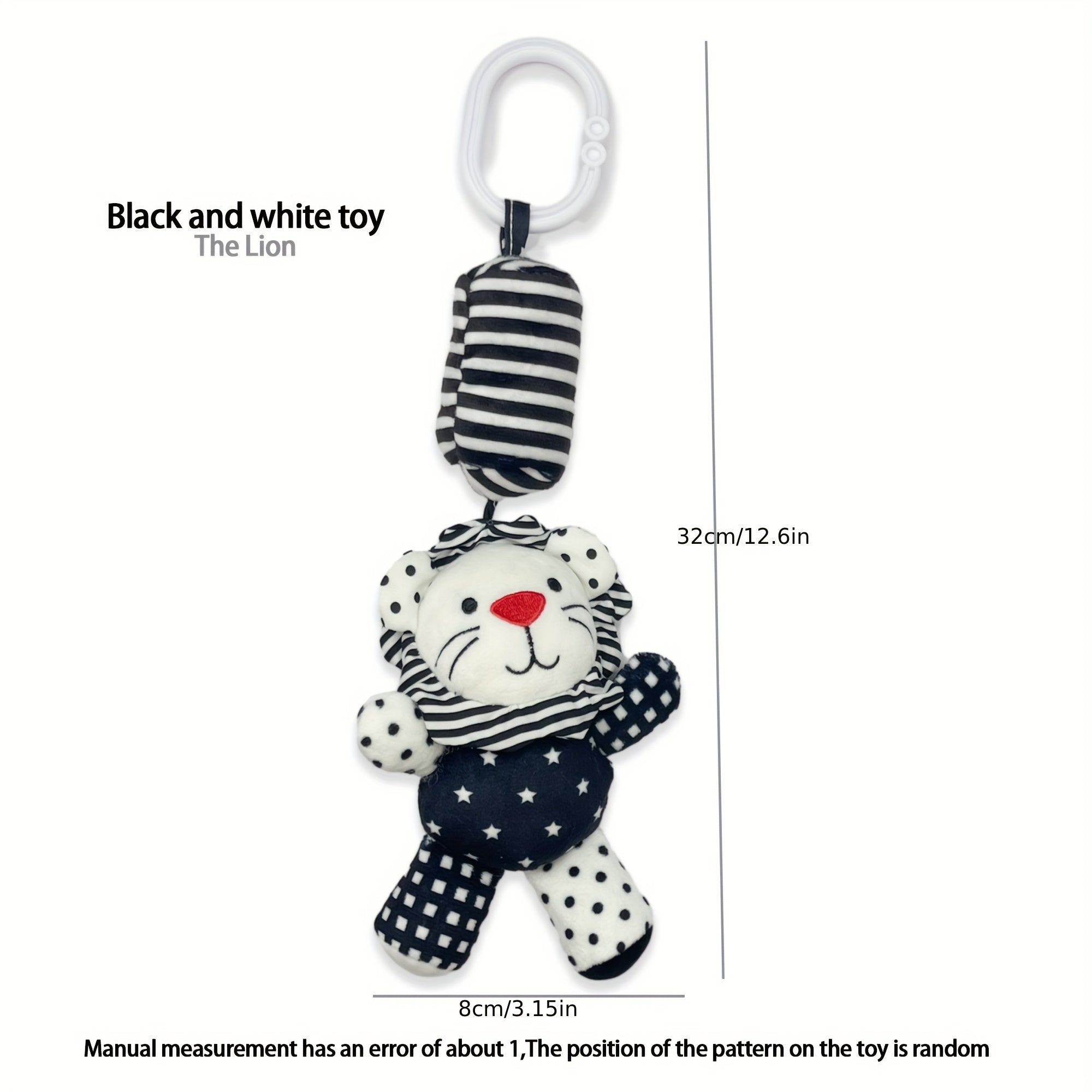 Baby Black and White Wind Chime Bed Decor for Newborns Car Pendant Plush Rattle Visual Training Bell