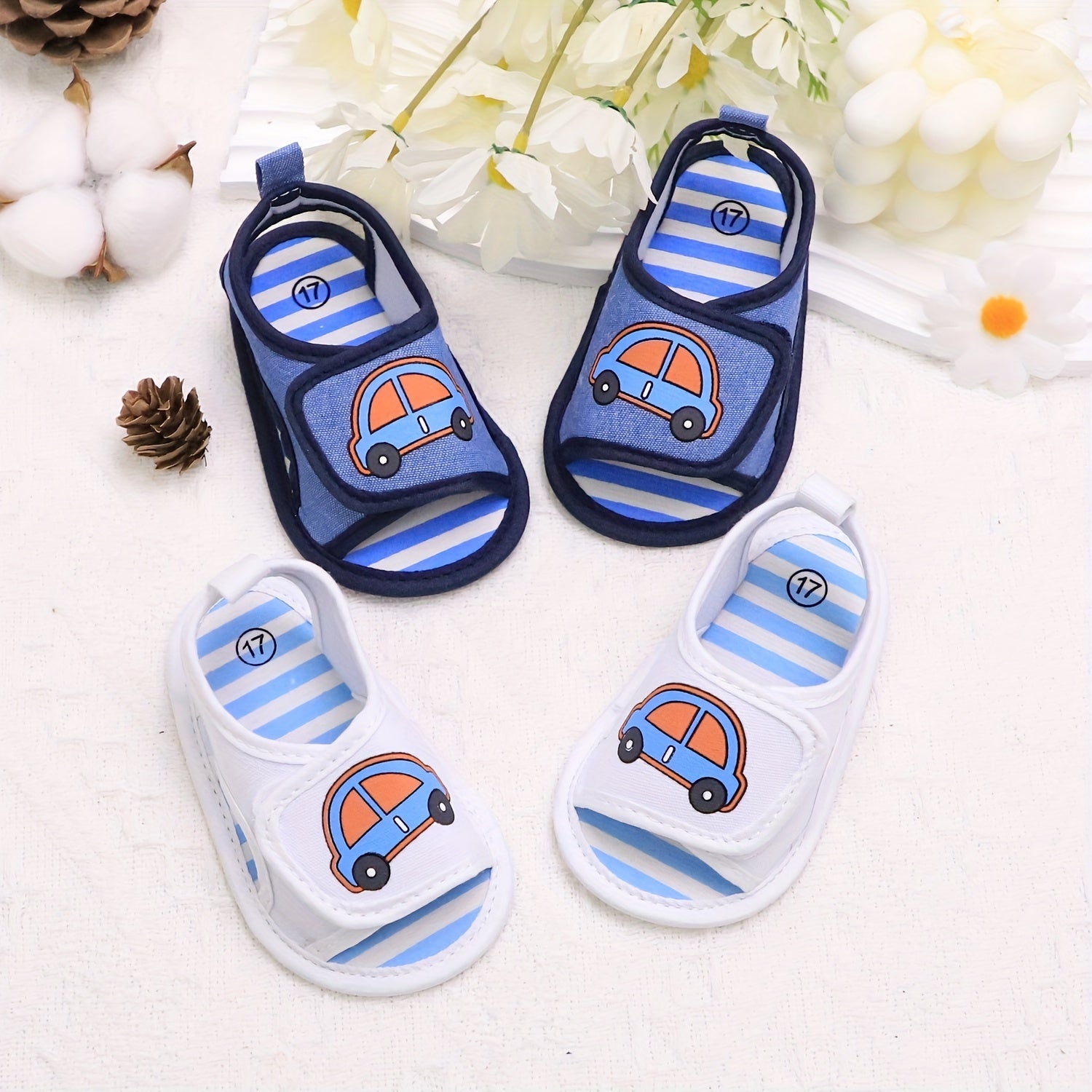 Baby Boys Open Toe Canvas Sandals Lightweight Non-slip Shoes for Spring and Summer