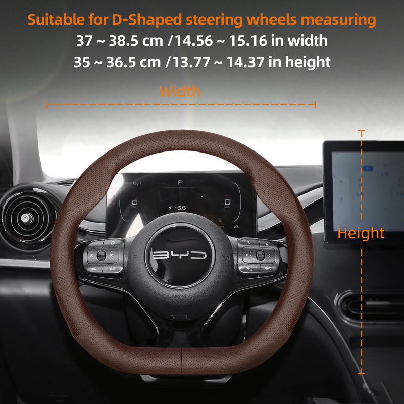 Universal avtomobil boshqaruv g'ildiragi qopqog'i nafas oladigan PU charm qora 37-38.5cm