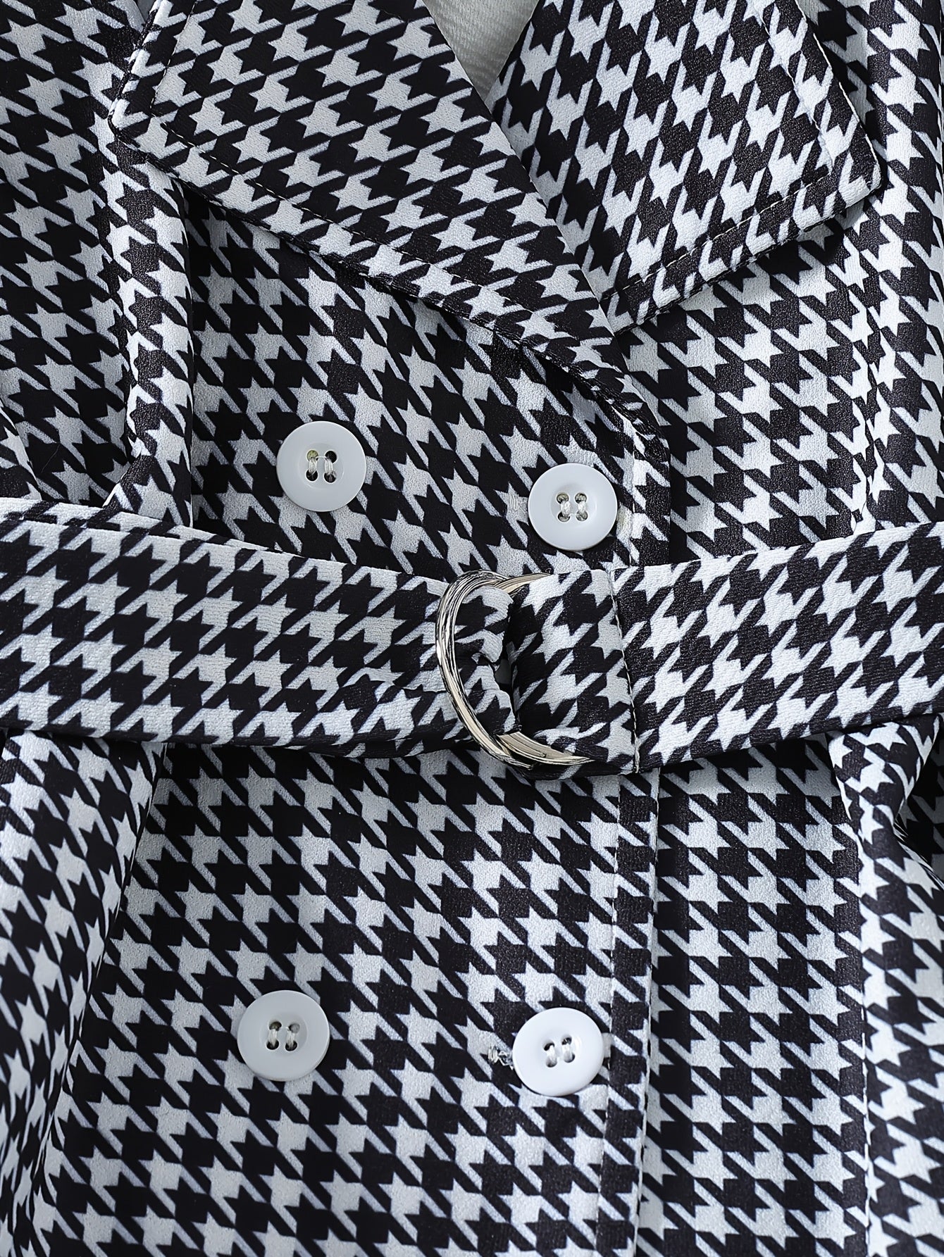 Girls Autumn Winter Korean Style Houndstooth Top and Wide-Leg Pants Set