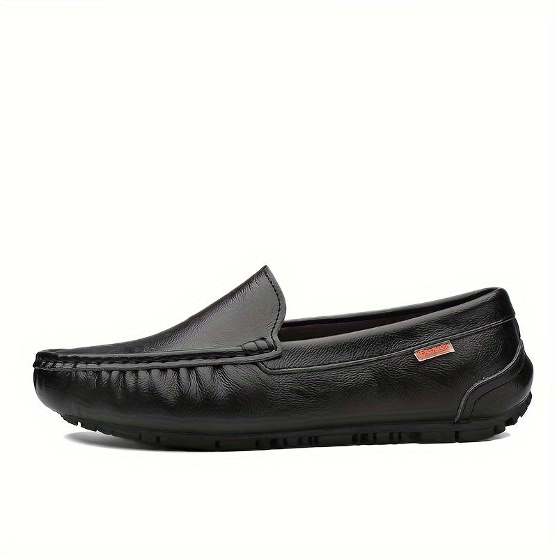 Men's Leather Slip-On Loafers with Rubber Sole for Comfortable Walking