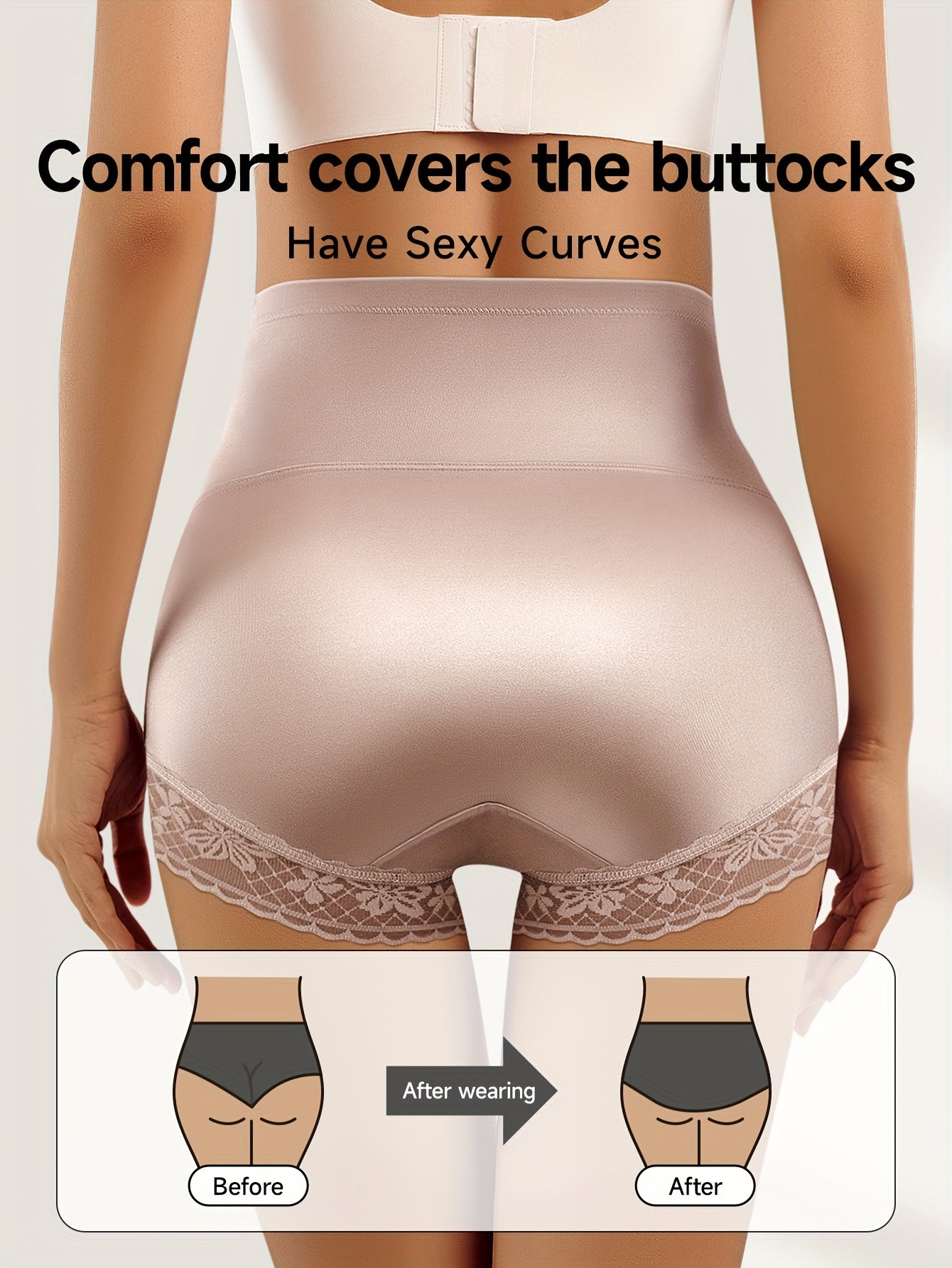 Women's High Waist Lace Trim Briefs 2-Pack Breathable Comfortable Intimates