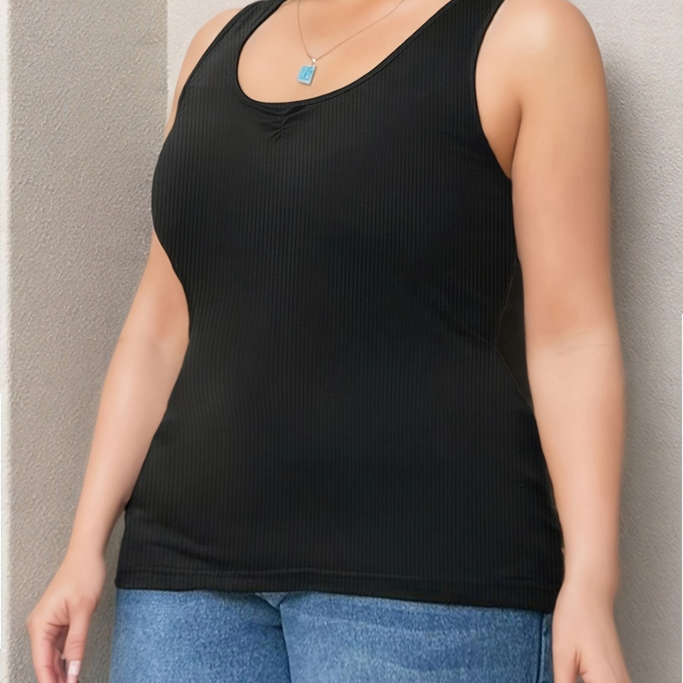 Plus Size Women's Cami Tank Top Off-Shoulder Ruched Stretchy Breathable