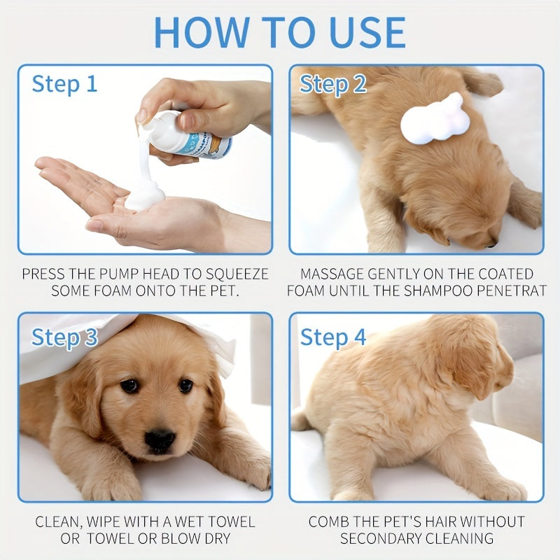 2oz Pet Dry Shampoo Waterless Cat Dog No Rinse Easy Cleaning