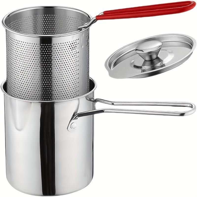 Juego de freidora de acero inoxidable con cesta y colador para cocinar en casa